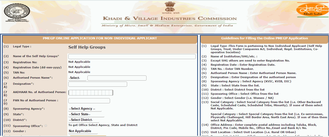 Non-Individual Online apply Form