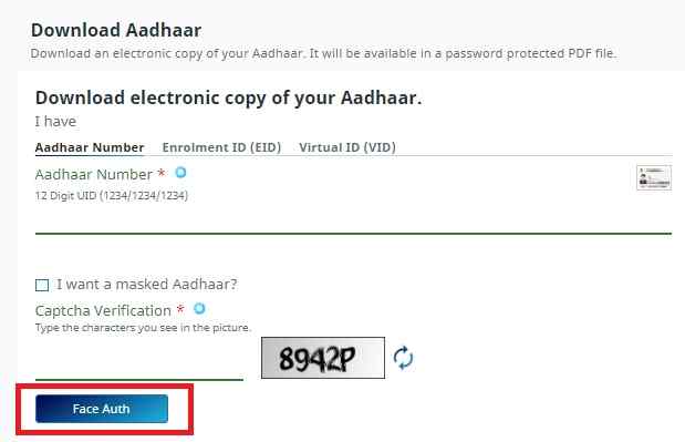 Download Aadhaar card without mobile number