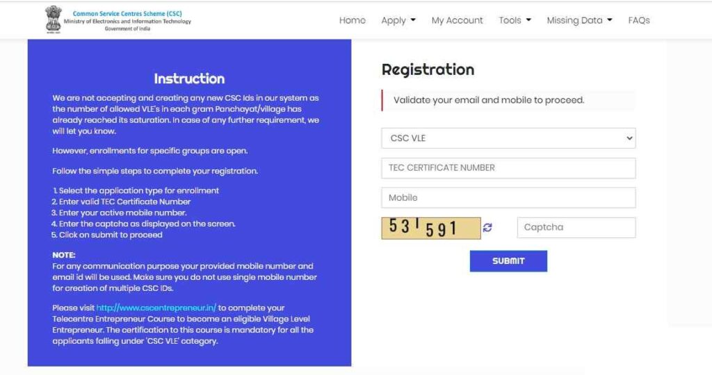 CSC registration 2022