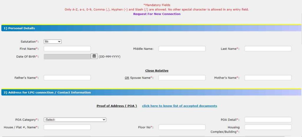 Bharat Gas Connection Application Form