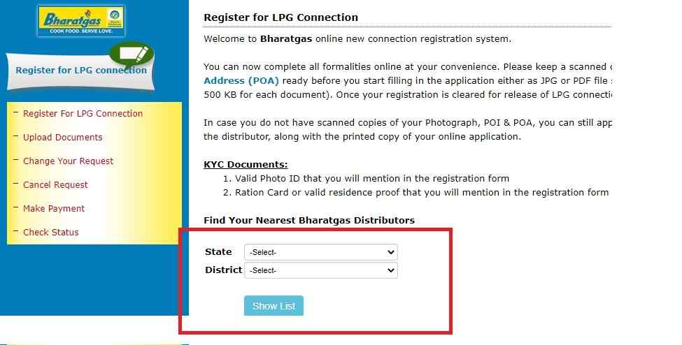 Bharat Gas Connection Online