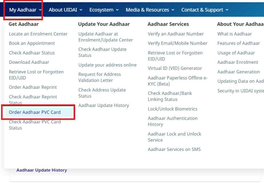 Order Aadhaar PVC Card Online